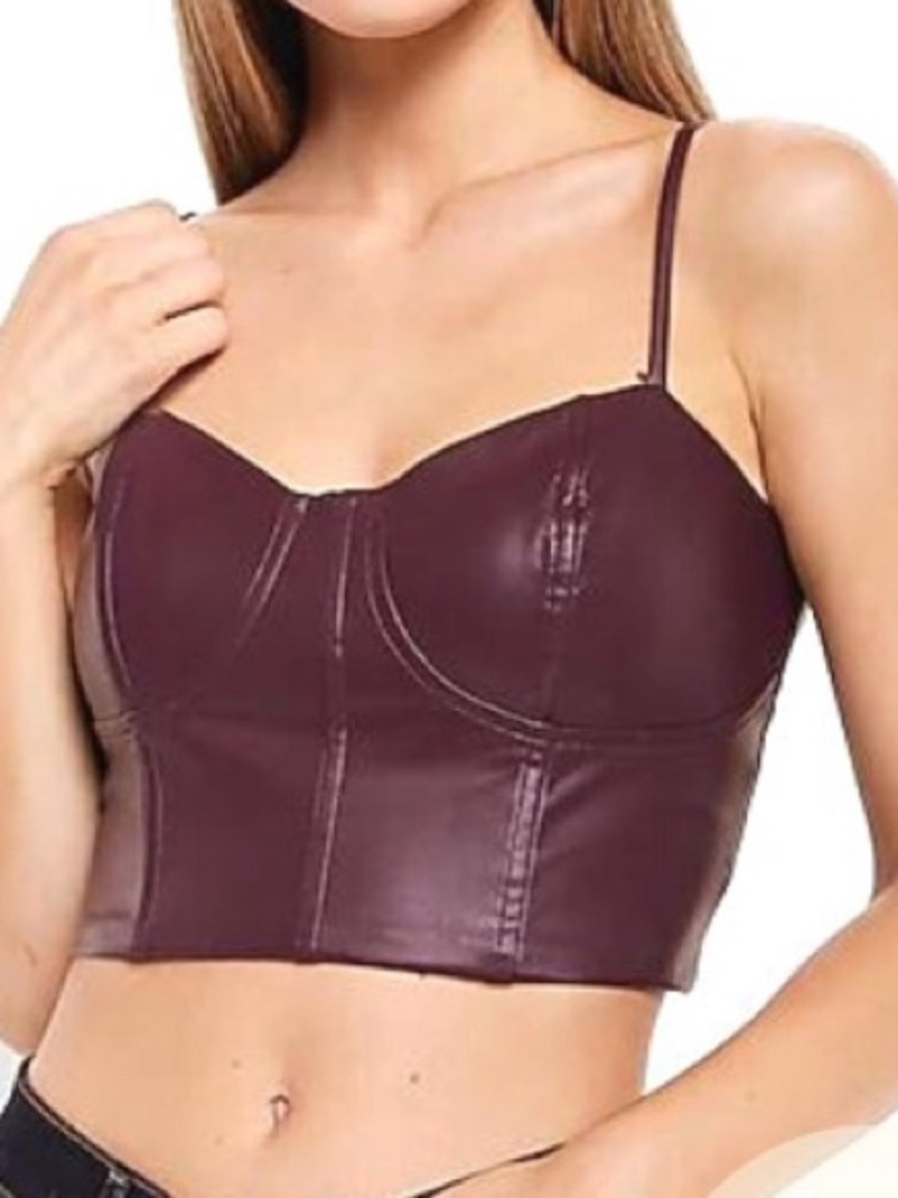 🌴Express faux leather cropped corset top